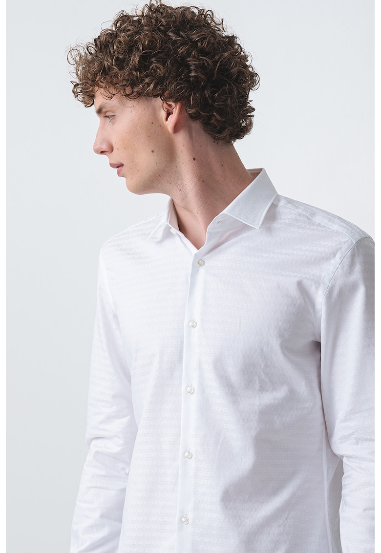 Риза с дълги ръкави - Бял HUGO