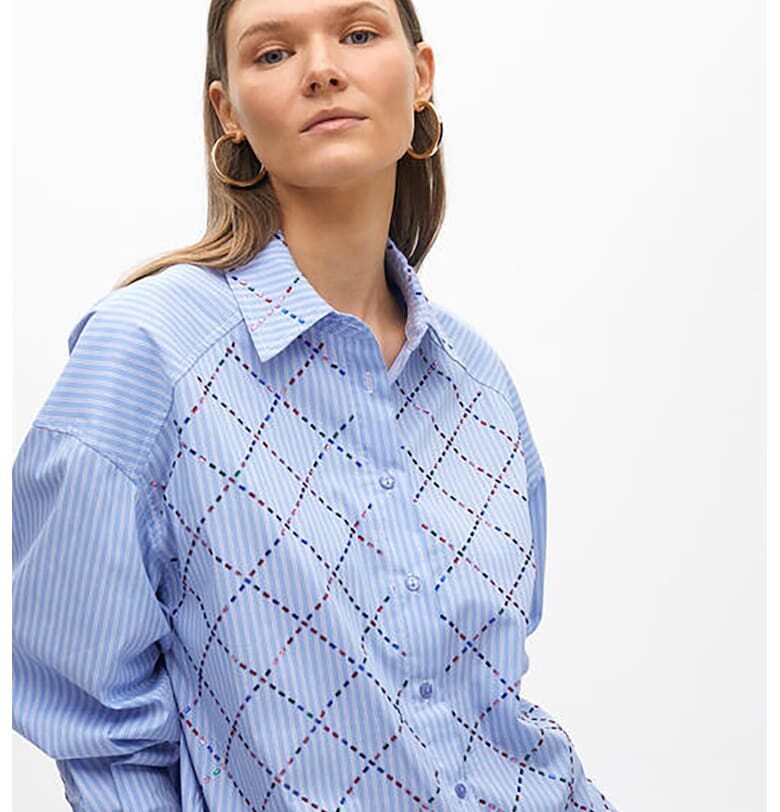 Риза с дълги ръкави - Бял/Лавандула Lola casademunt