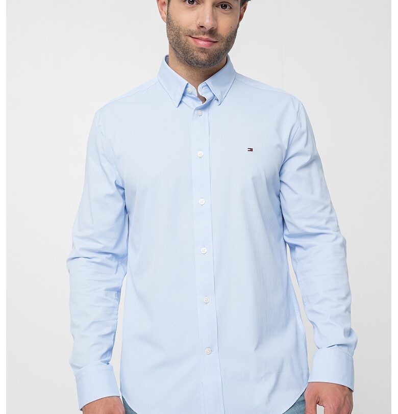 Риза с дълги ръкави - Бял/Светлосин Tommy Hilfiger