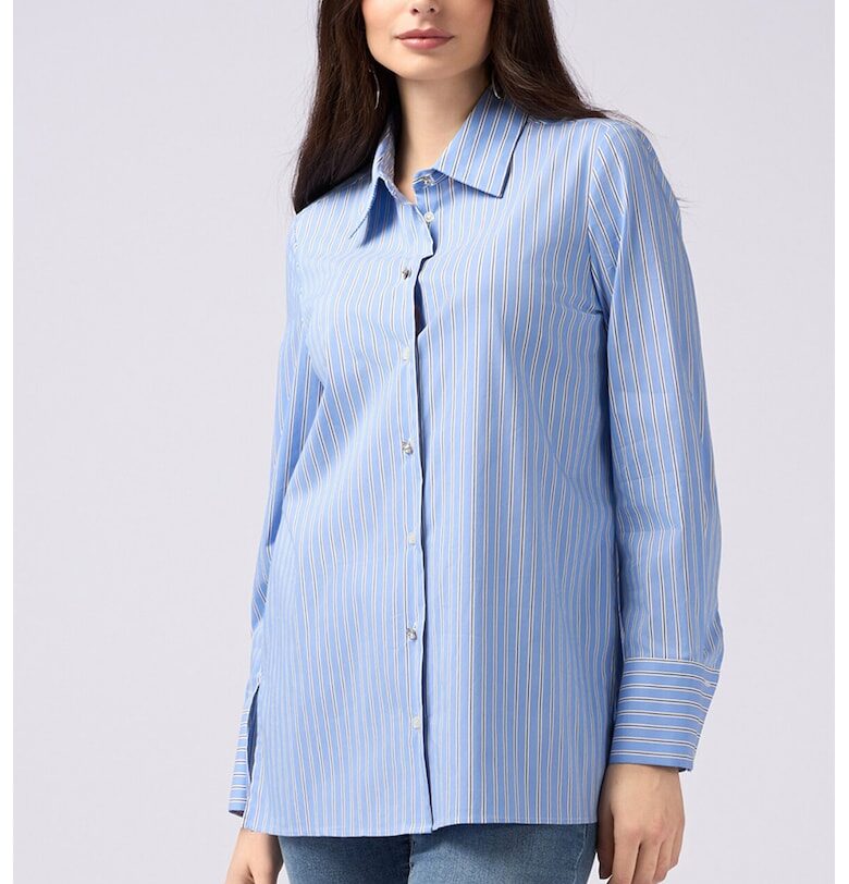 Риза с дълги ръкави - Бял/Син Oltre