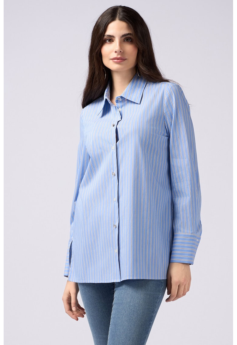 Риза с дълги ръкави - Бял/Син Oltre