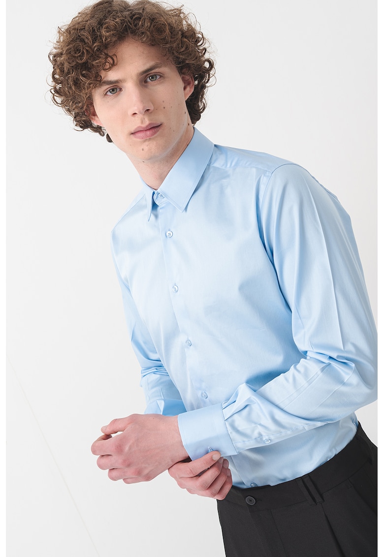 Риза с дълги ръкави - Небесносин Karl Lagerfeld