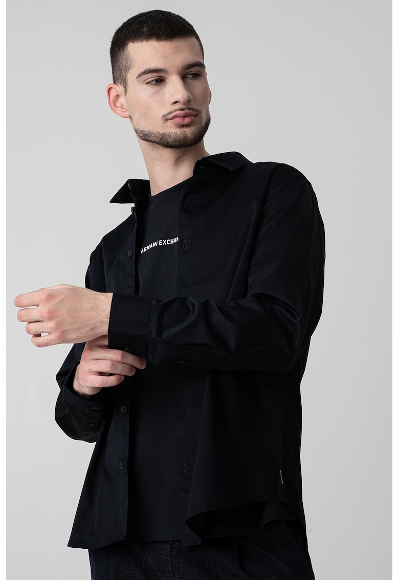 Риза с дълги ръкави - Ултрамарин синьо ARMANI EXCHANGE