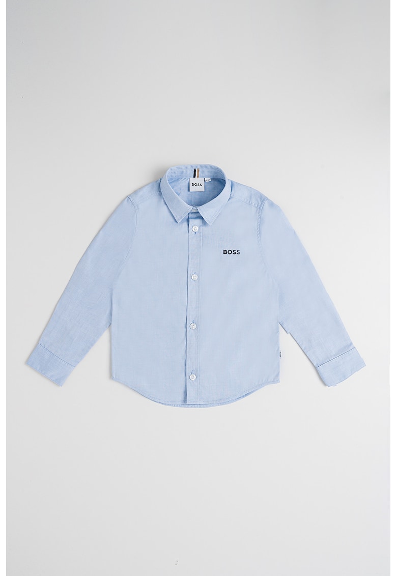 Риза с дълги ръкави - Черен/Небесносин BOSS Kidswear