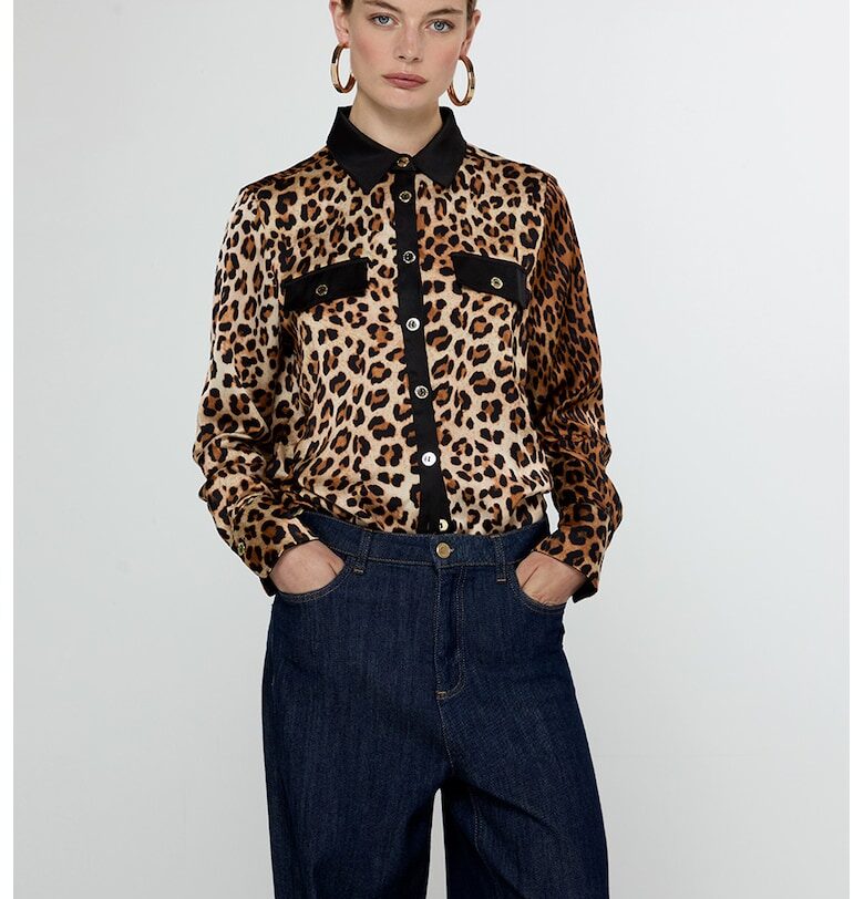 Риза с животински принт - Черен/Канелено кафяво/Бежов Lola casademunt