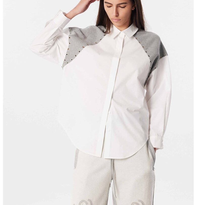 Риза с класическа яка - Бял/Сив меланж TWIST