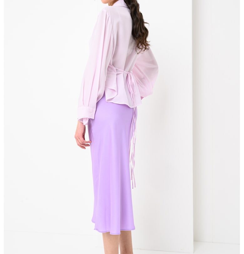 Риза с коприна и бухнали ръкави - Пастелнорозов Attic and Barn