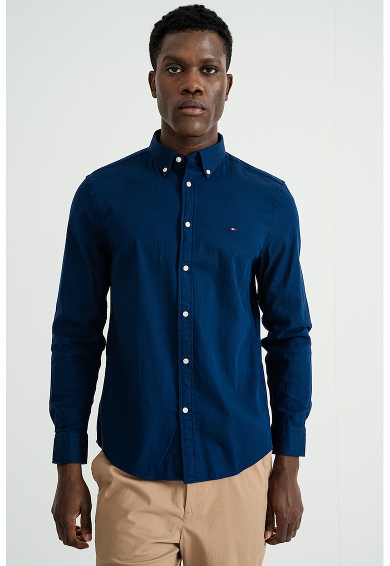 Риза с копчета на яката - Индигово синьо Tommy Hilfiger