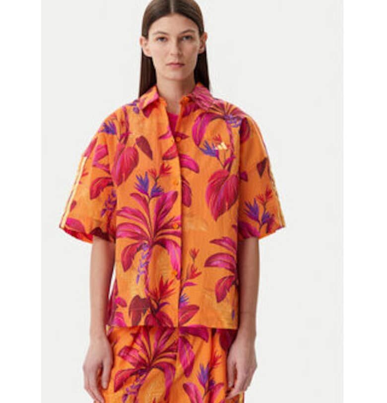 Риза с къс ръкав и флорален принт adidas