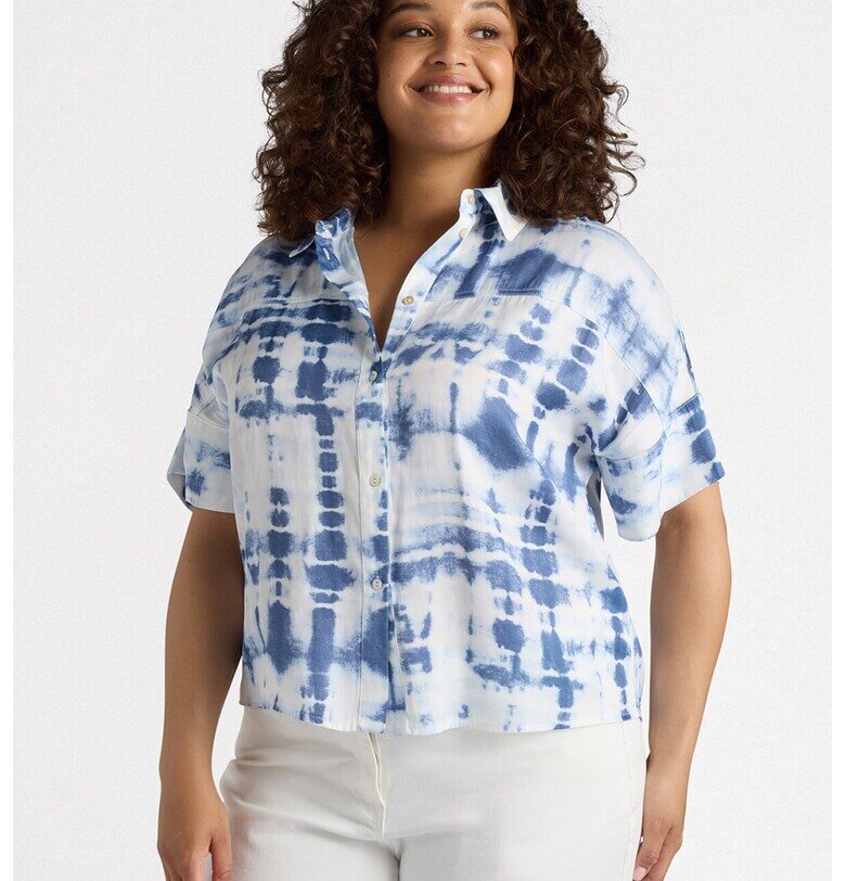 Риза с къси ръкави - Бял/Лавандула Fiorella Rubino