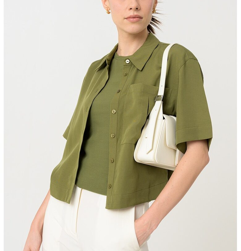 Риза с къси ръкави - Папратово зелено Stefanel