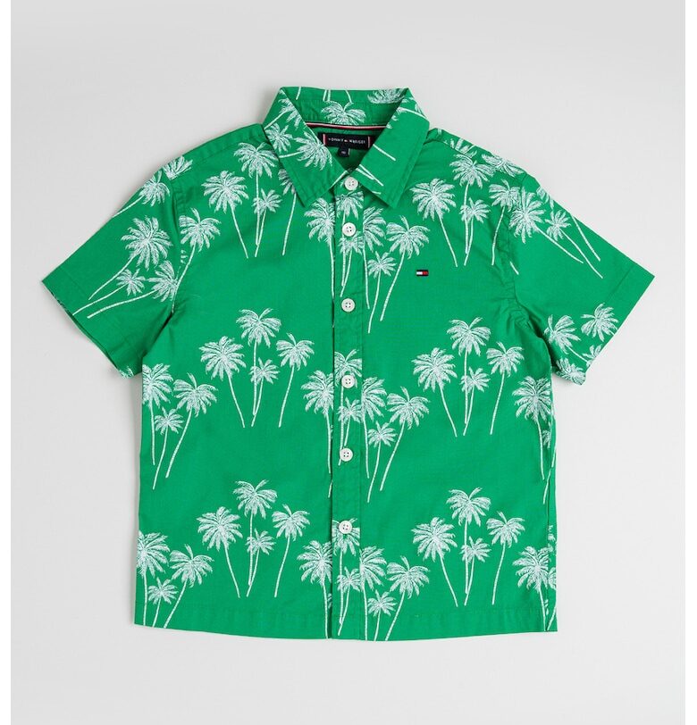 Риза с къси ръкави и десен - Бял/Зелен Tommy Hilfiger