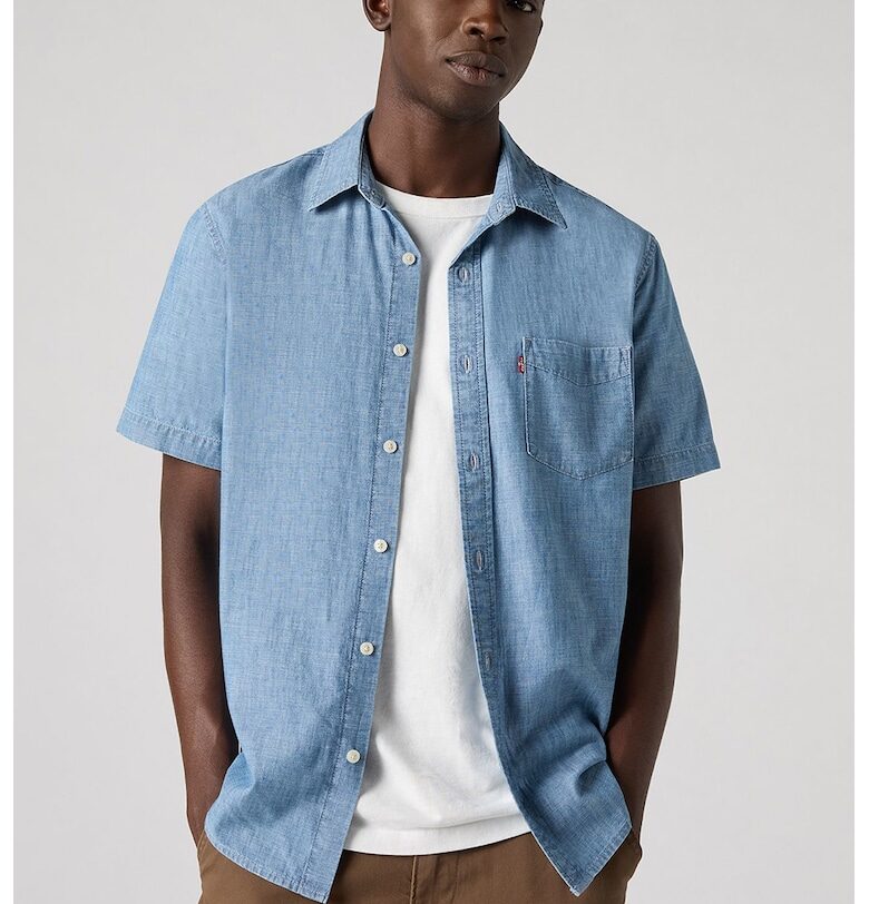 Риза с къси ръкави и джоб - Светлосин Levis