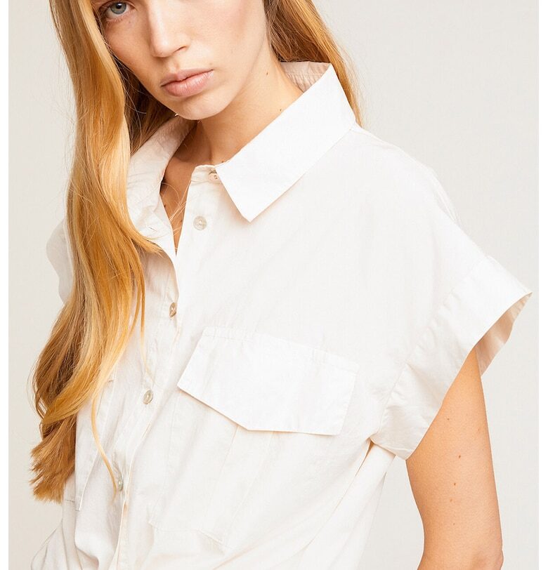 Риза с къси ръкави и джобове с капаче - Слонова кост Motivi