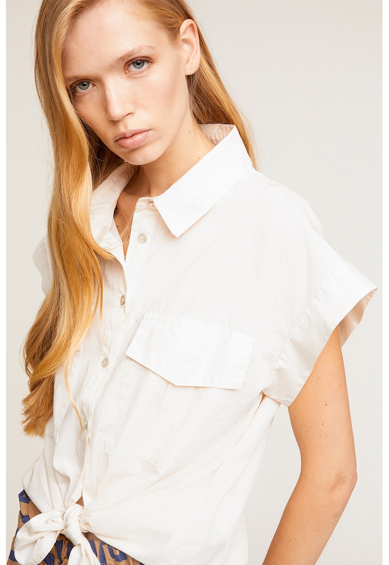 Риза с къси ръкави и джобове с капаче - Слонова кост Motivi