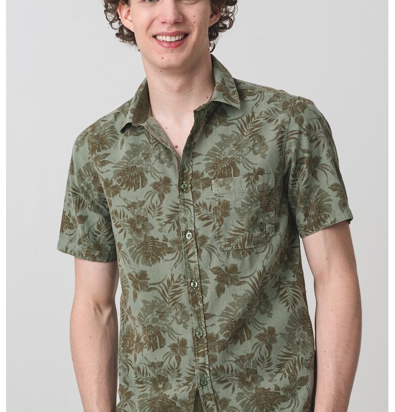 Риза с къси ръкави и принт - Светлозелен Lumberjack