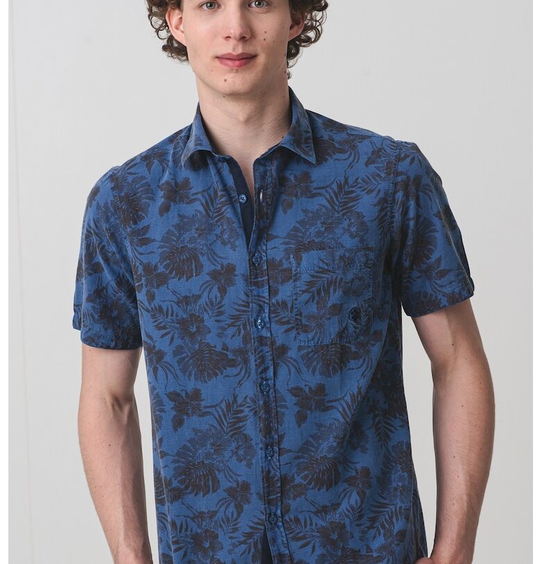 Риза с къси ръкави и принт - Тъмносин Lumberjack