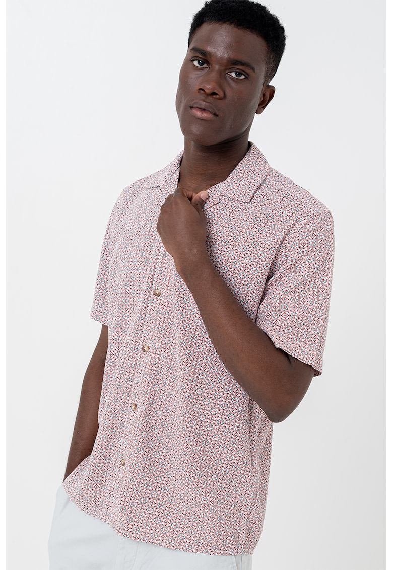 Риза с къси ръкави и принт - Червен/Черен Tom Tailor
