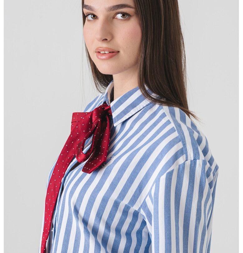 Риза с къси ръкави и райе - Бял/Пастелносин HUGO