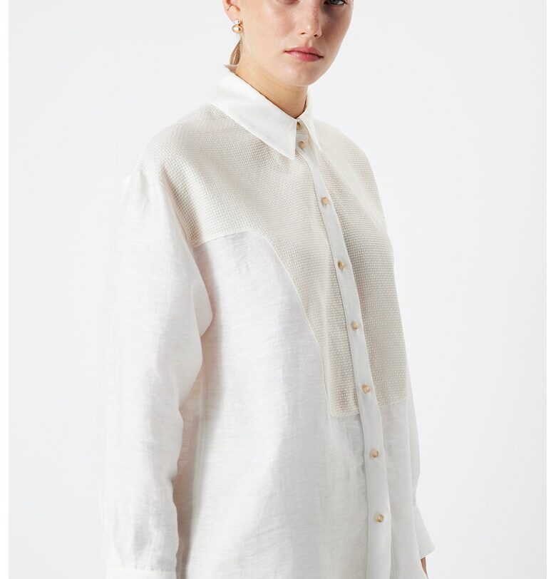 Риза с лен - Бледожълт Ipekyol