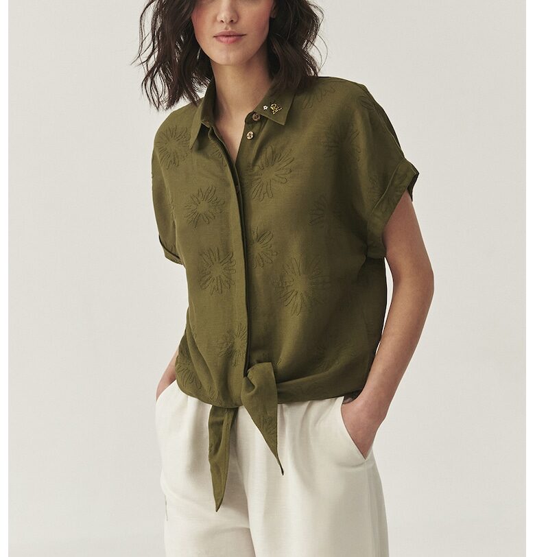 Риза с лен - Маслинено зелено Tatuum