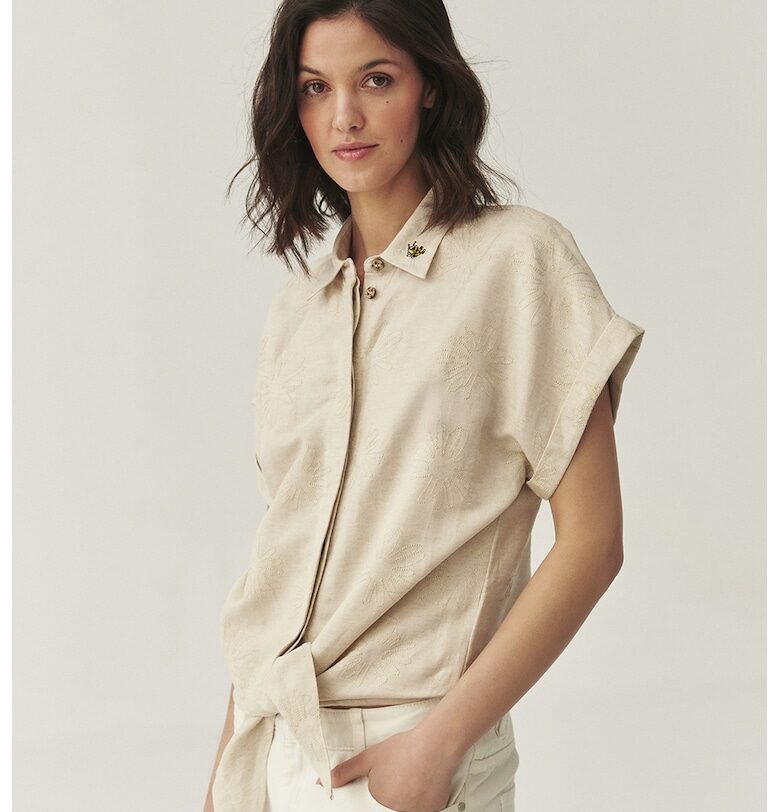 Риза с лен - Светло бежово Tatuum