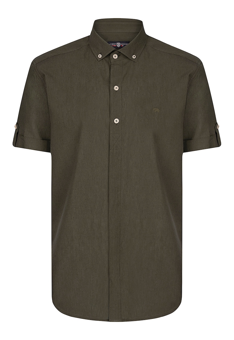 Риза с лен и къси ръкави - Бледо каки Jimmy Sanders