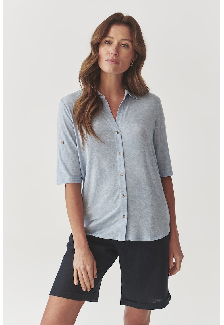 Риза с лиосел с къси ръкави - Пастелносин Tatuum