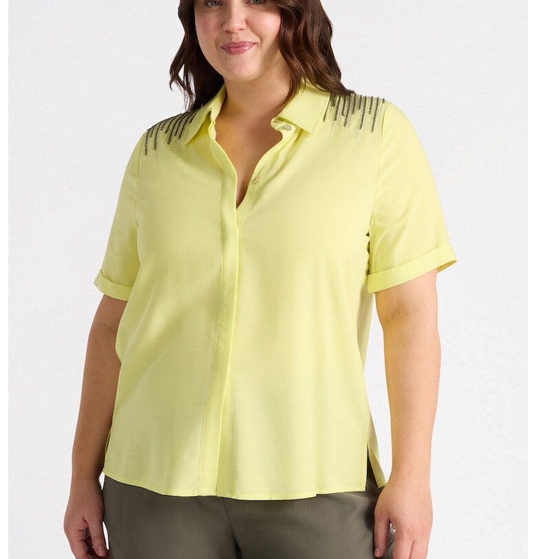 Риза с лиосел с мъниста - Бледозелен Fiorella Rubino