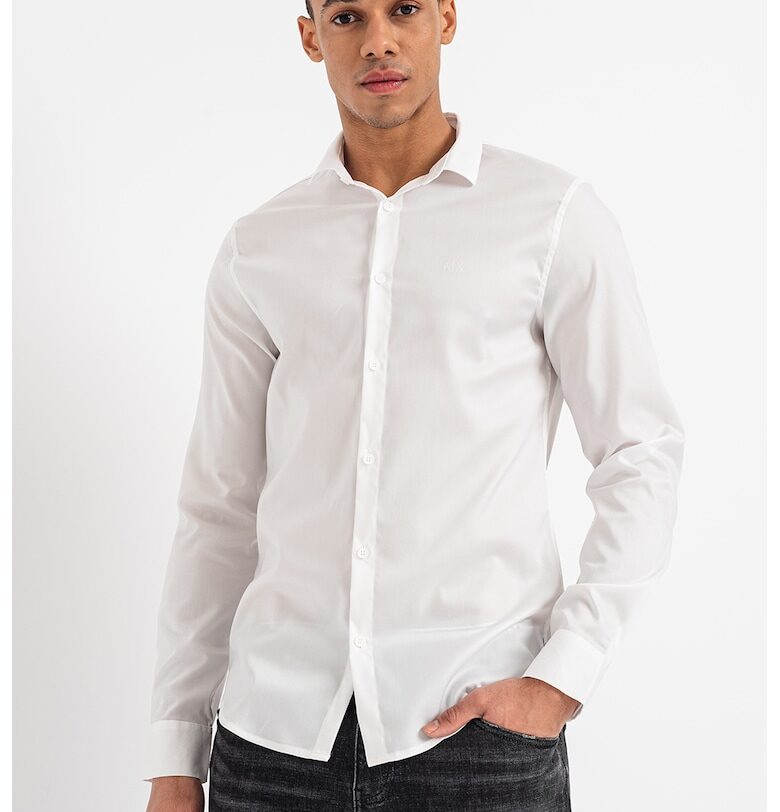 Риза с лиосел с остра яка - Бял ARMANI EXCHANGE