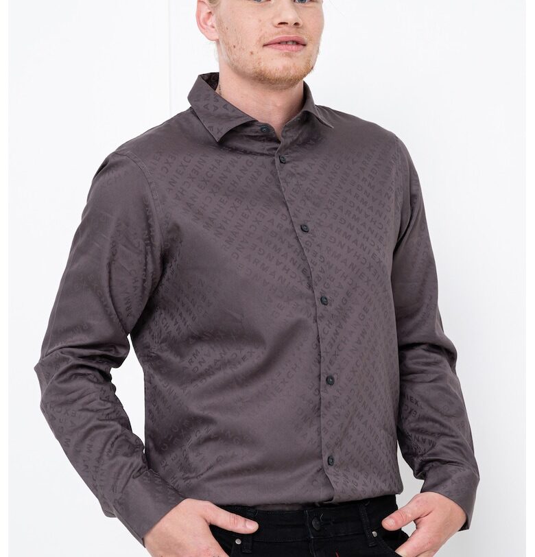 Риза с лого - Tъмносив ARMANI EXCHANGE