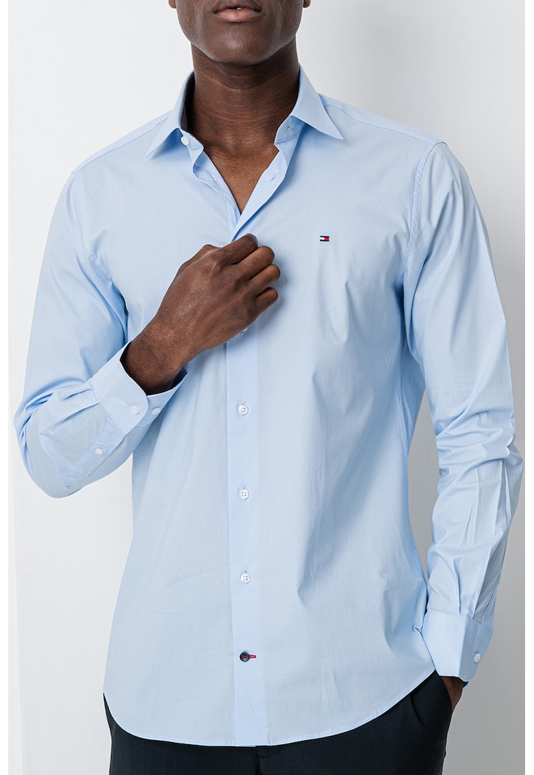 Риза с лого - Пастелносин Tommy Hilfiger