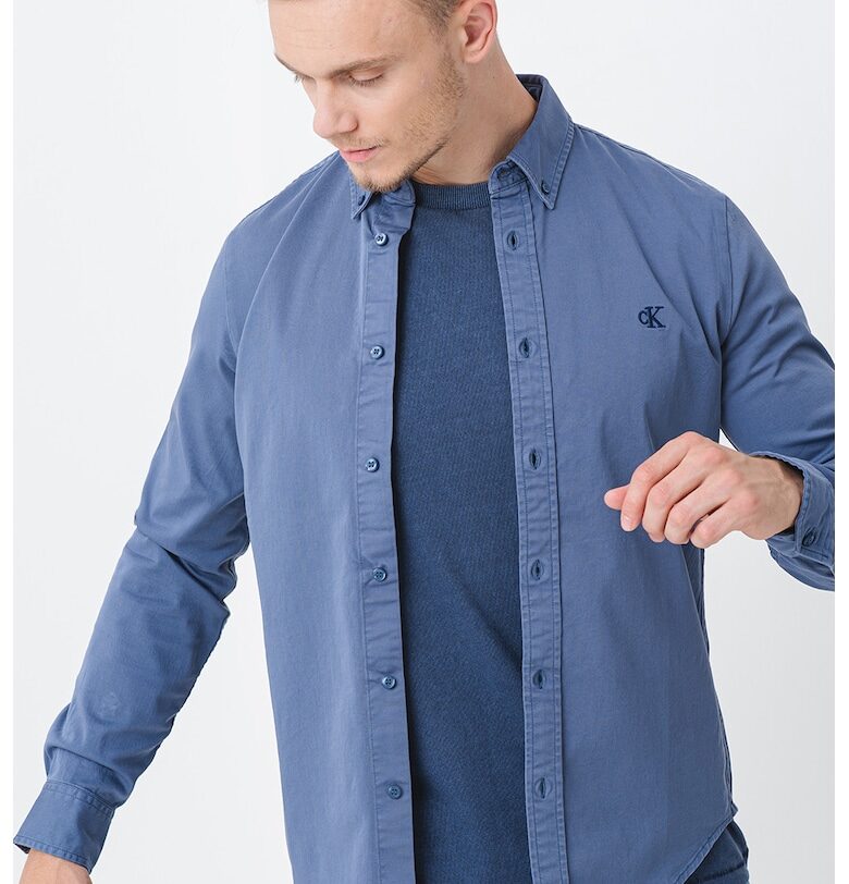 Риза с лого - Прашно синьо CALVIN KLEIN JEANS