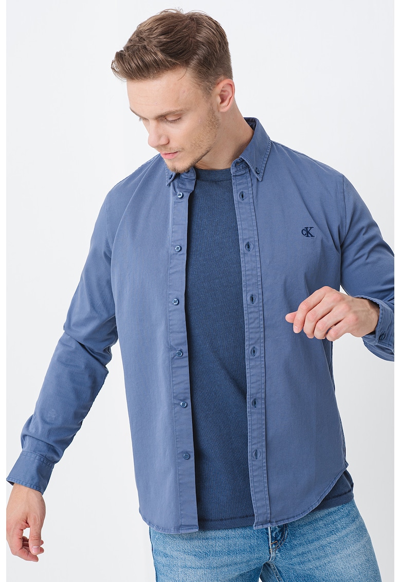 Риза с лого - Прашно синьо CALVIN KLEIN JEANS