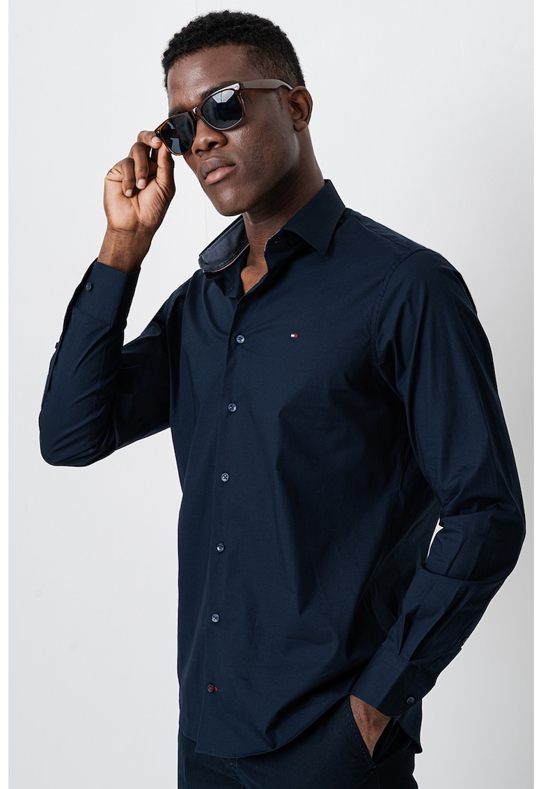 Риза с лого - Ултрамарин синьо Tommy Hilfiger