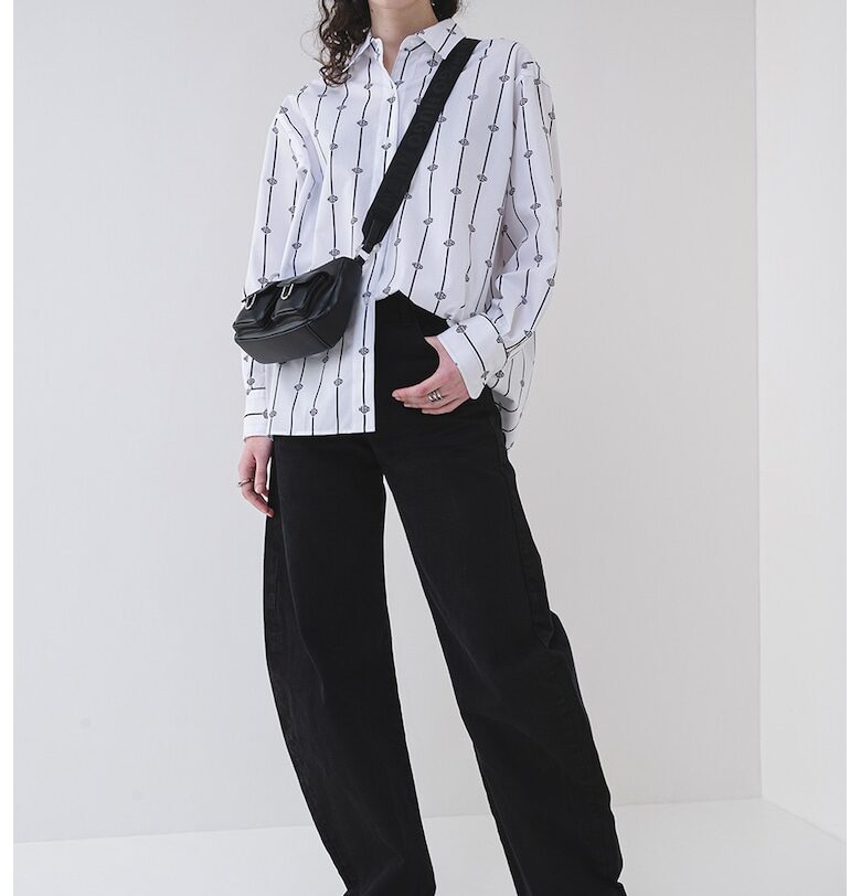 Риза с лого - Черен/Бял HUGO