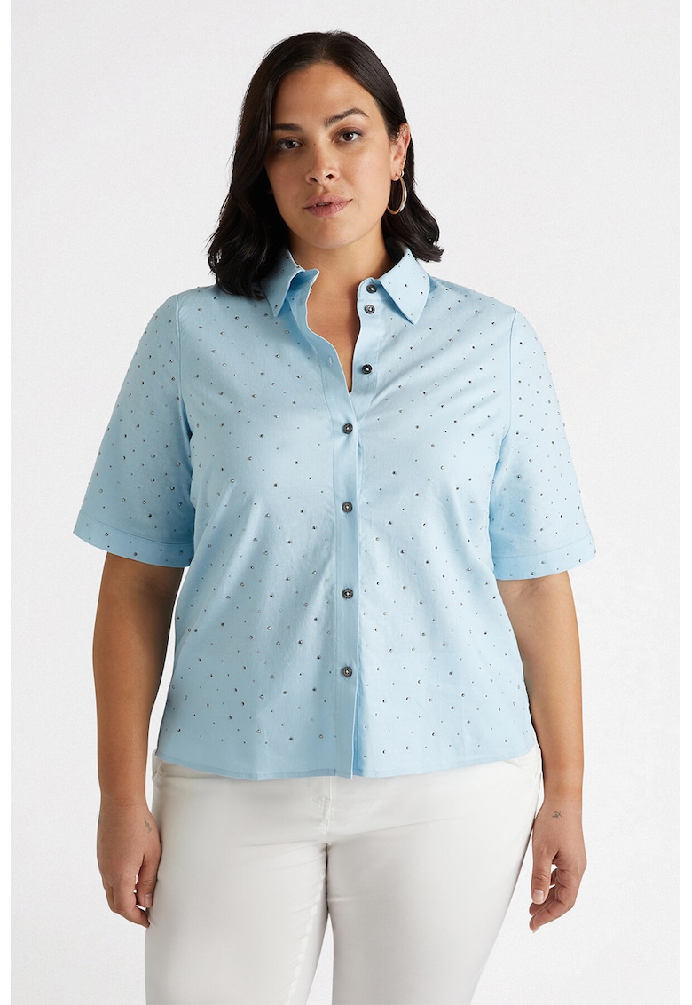 Риза с метални елементи - Пастелносин Fiorella Rubino