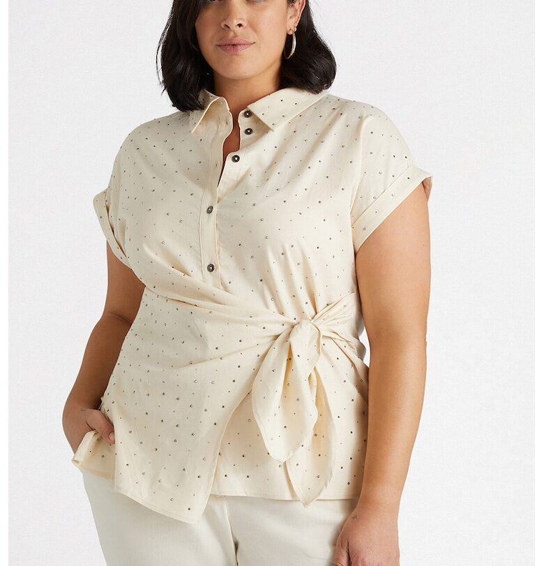 Риза с метални елементи - Черен/Бежов Fiorella Rubino