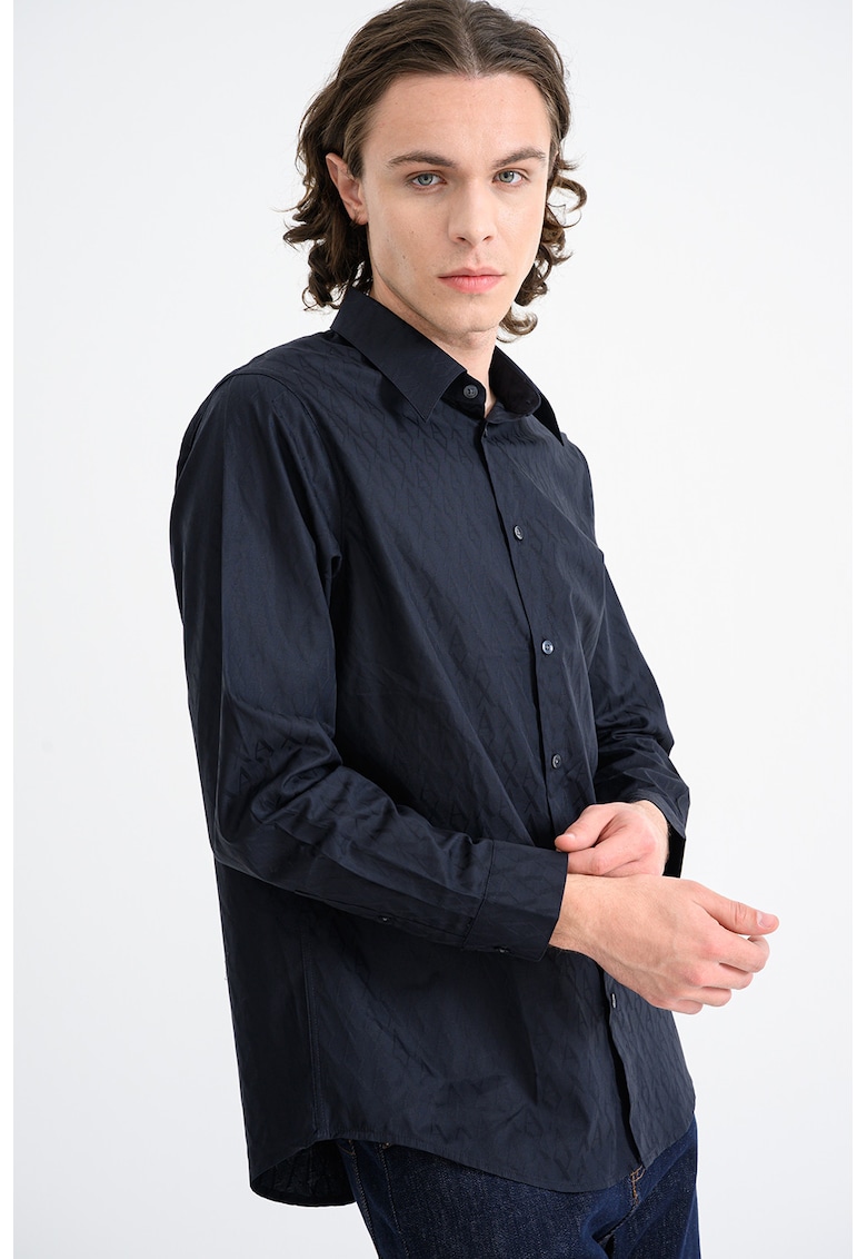 Риза с монограм - Ултрамарин синьо ARMANI EXCHANGE