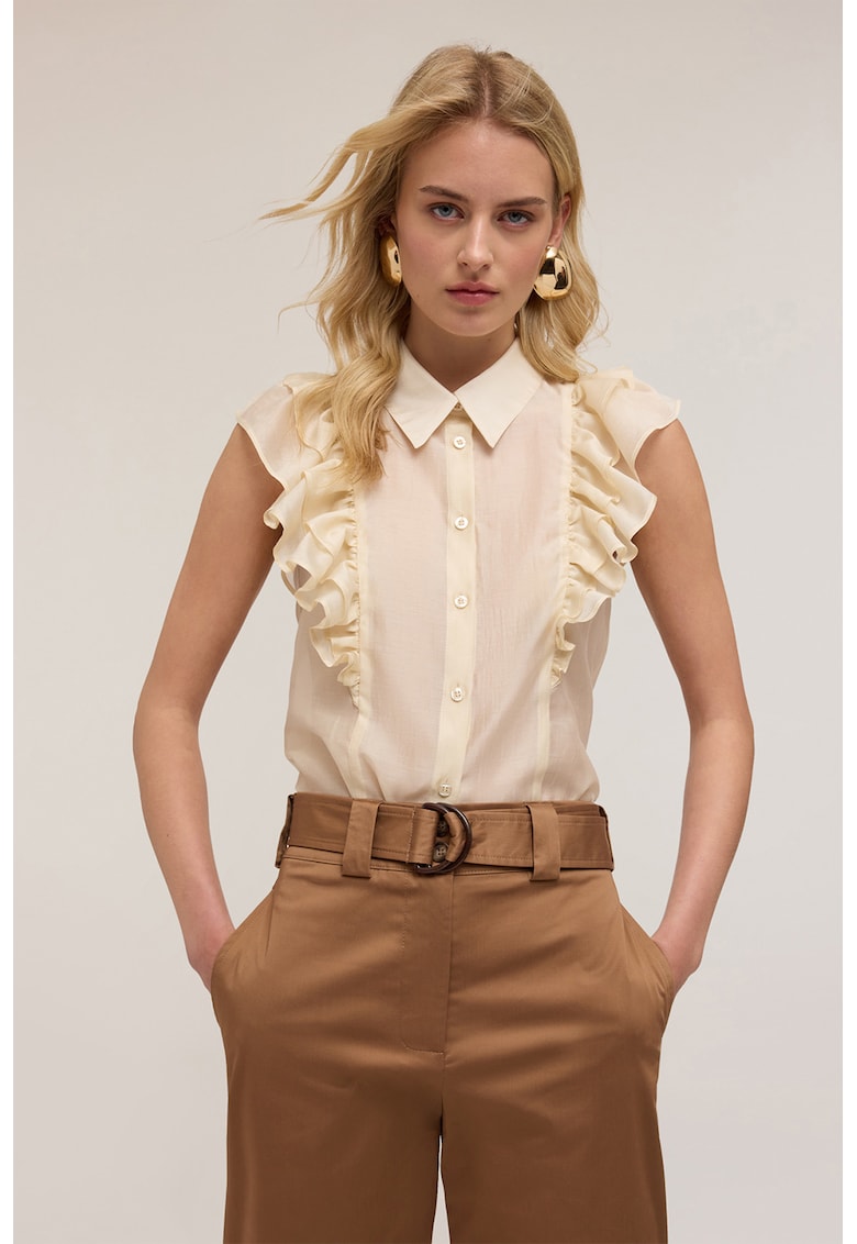 Риза с набирания - без ръкави - Бледожълт Motivi