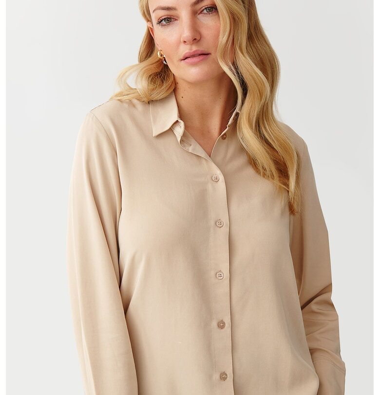 Риза с овален подгъв - Бежов Tatuum