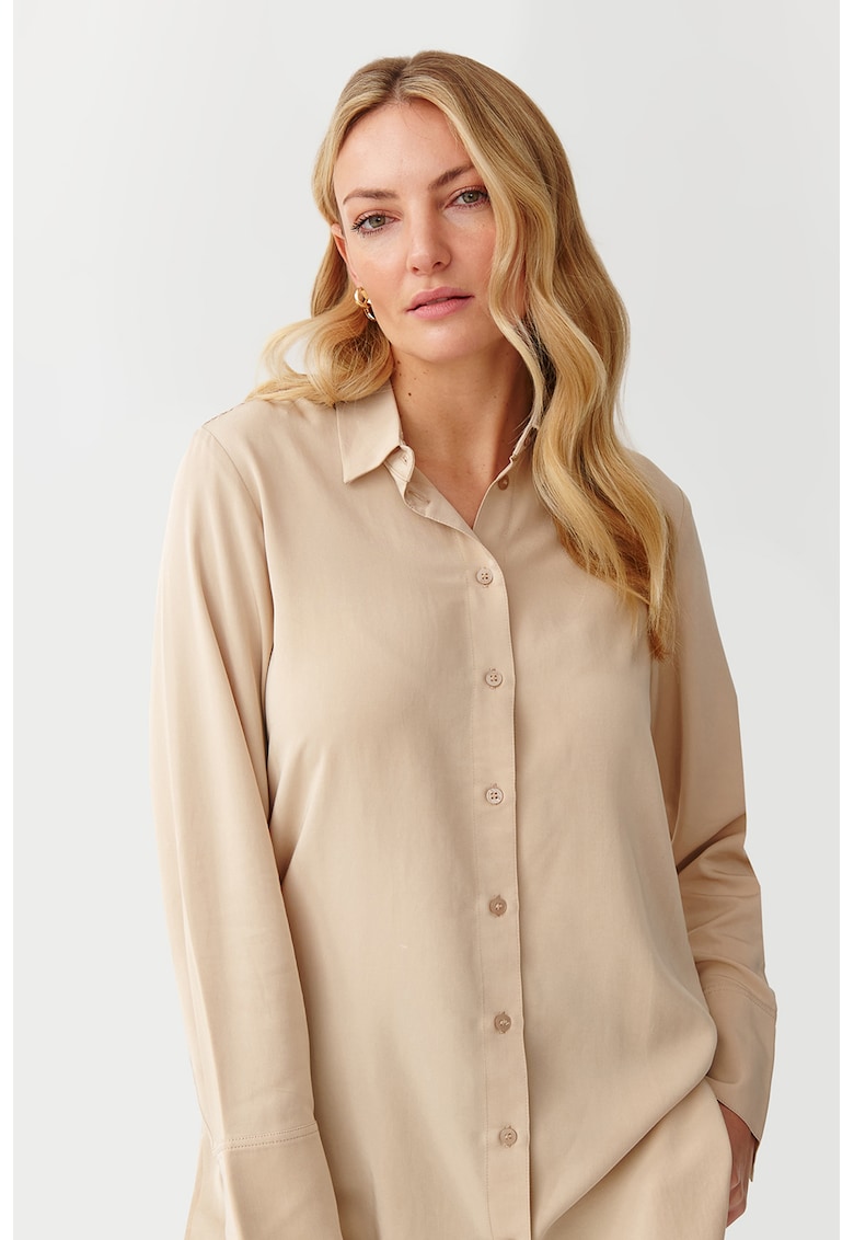 Риза с овален подгъв - Бежов Tatuum