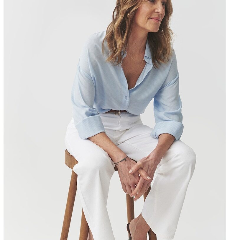 Риза с паднали ръкави - Пастелносин Tatuum