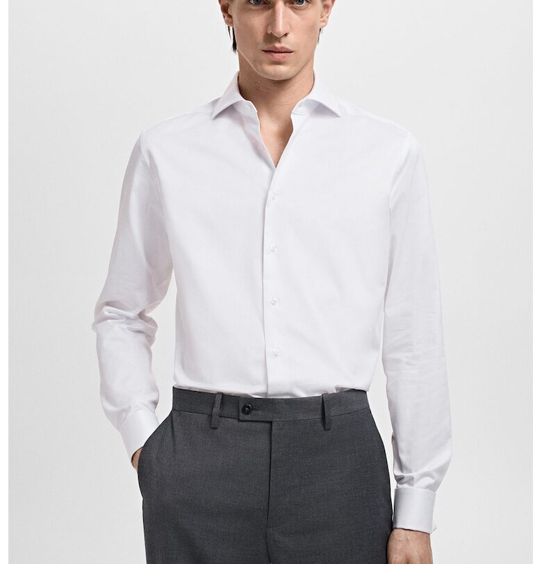 Риза с памук - Бял Mango