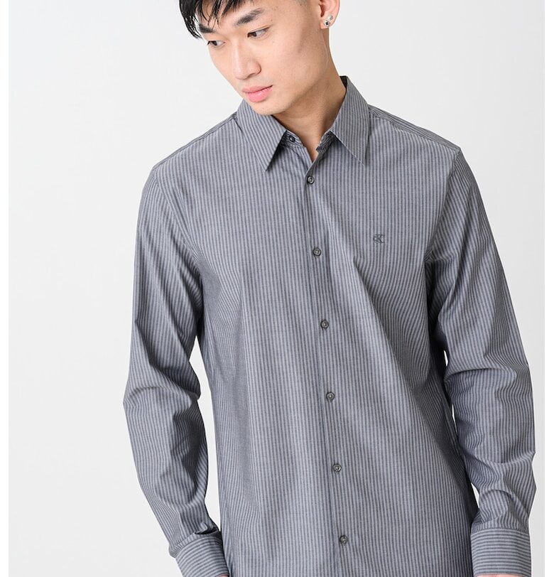 Риза с памук - Сиво-кафяв CALVIN KLEIN