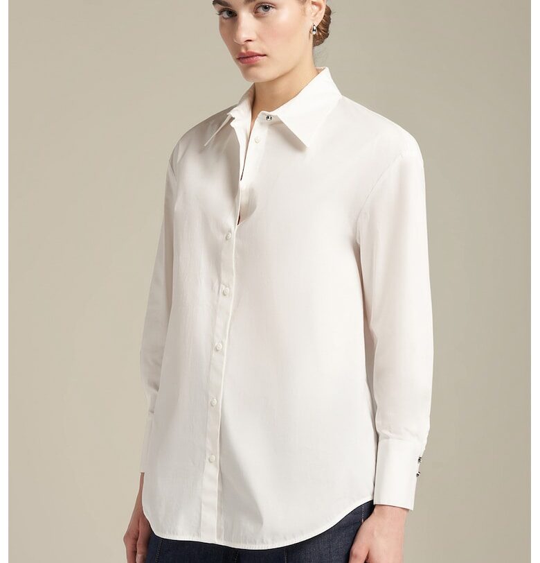 Риза с памук с паднали ръкави - Мръснобял ELENA MIRO