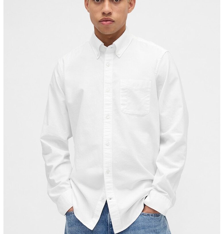 Риза с памук с яка Oxford - Бял GAP
