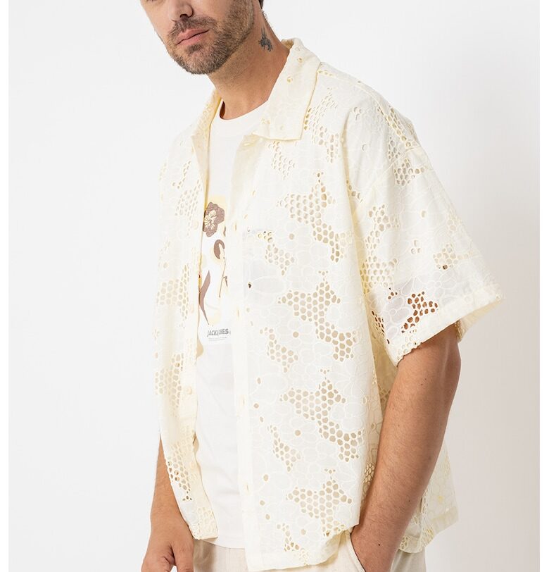 Риза с перфорации - Бледожълт Jack  Jones