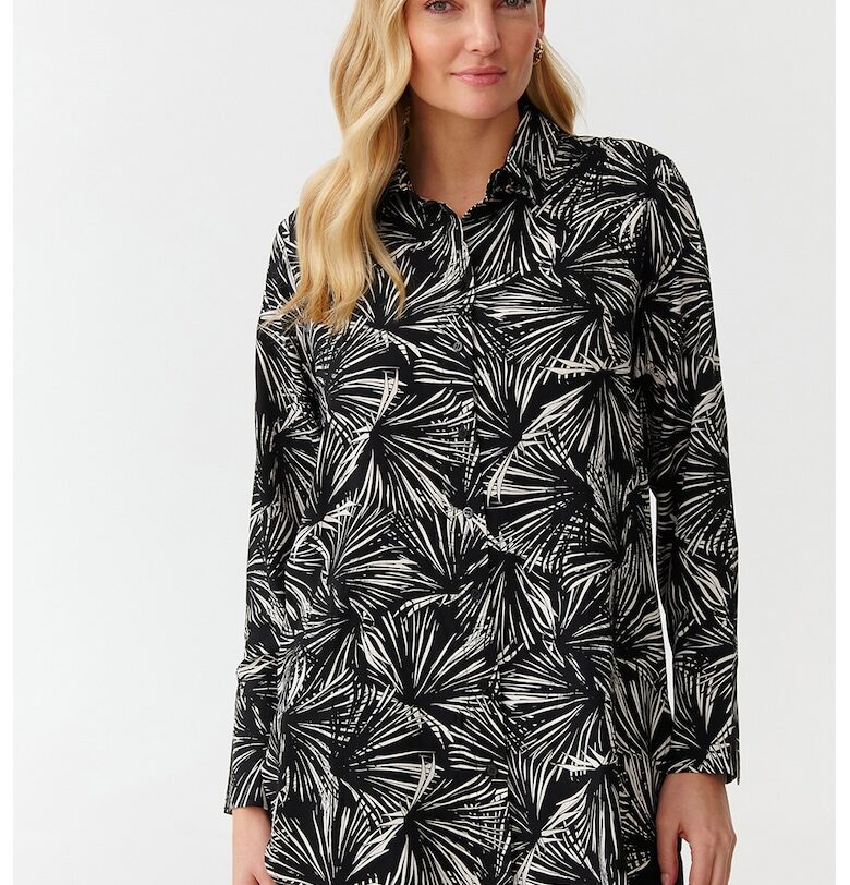 Риза с принт и широка яка - Бял/Черен Tatuum