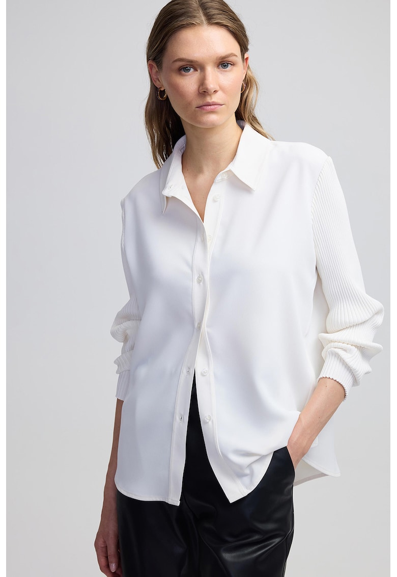Риза с рипсени ръкави - Мръснобял Ipekyol